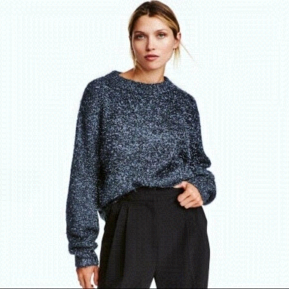 H&M Sweaters - H&M Fuzzy Eyelash Textured Metallic Tinsel Oversized Crew Neck Sweater - S/M